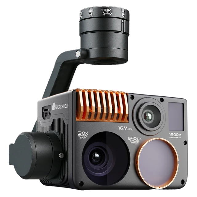 UAV thermal imaging camera payload on a stabilised gimbal